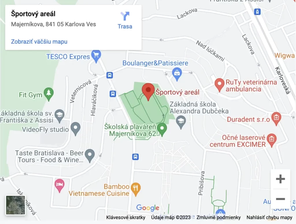 Štadión Majerníkova - mapa Štadión Majerníkova - mapa